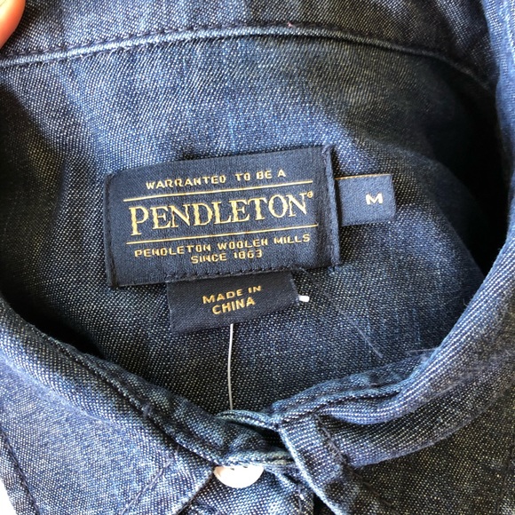 Pendleton Denim Blue Short Sleeve Button DownShirt - Picture 5 of 6